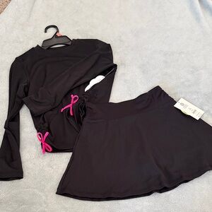 Wonder Nation/Athletic Works Black Skirt Set/Pink Accents Girls size 7/8 NWT